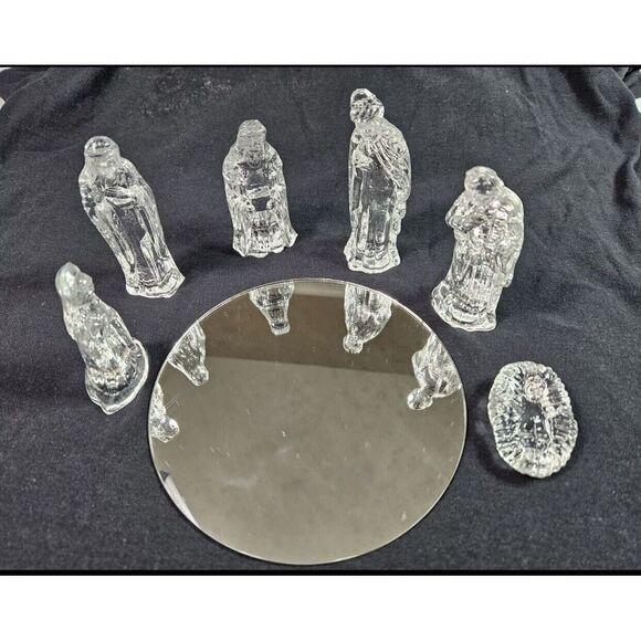 Vintage Glass Nativity Set By Gorgeous Designs Inc 6 piece Clear Christmas - Picture 2 of 6